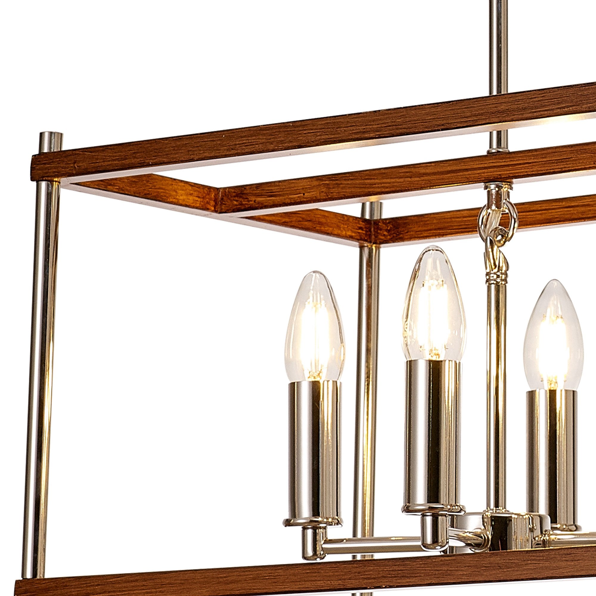 NL92569 Icart 8 Light Linear Pendant Walnut Polished Nickel