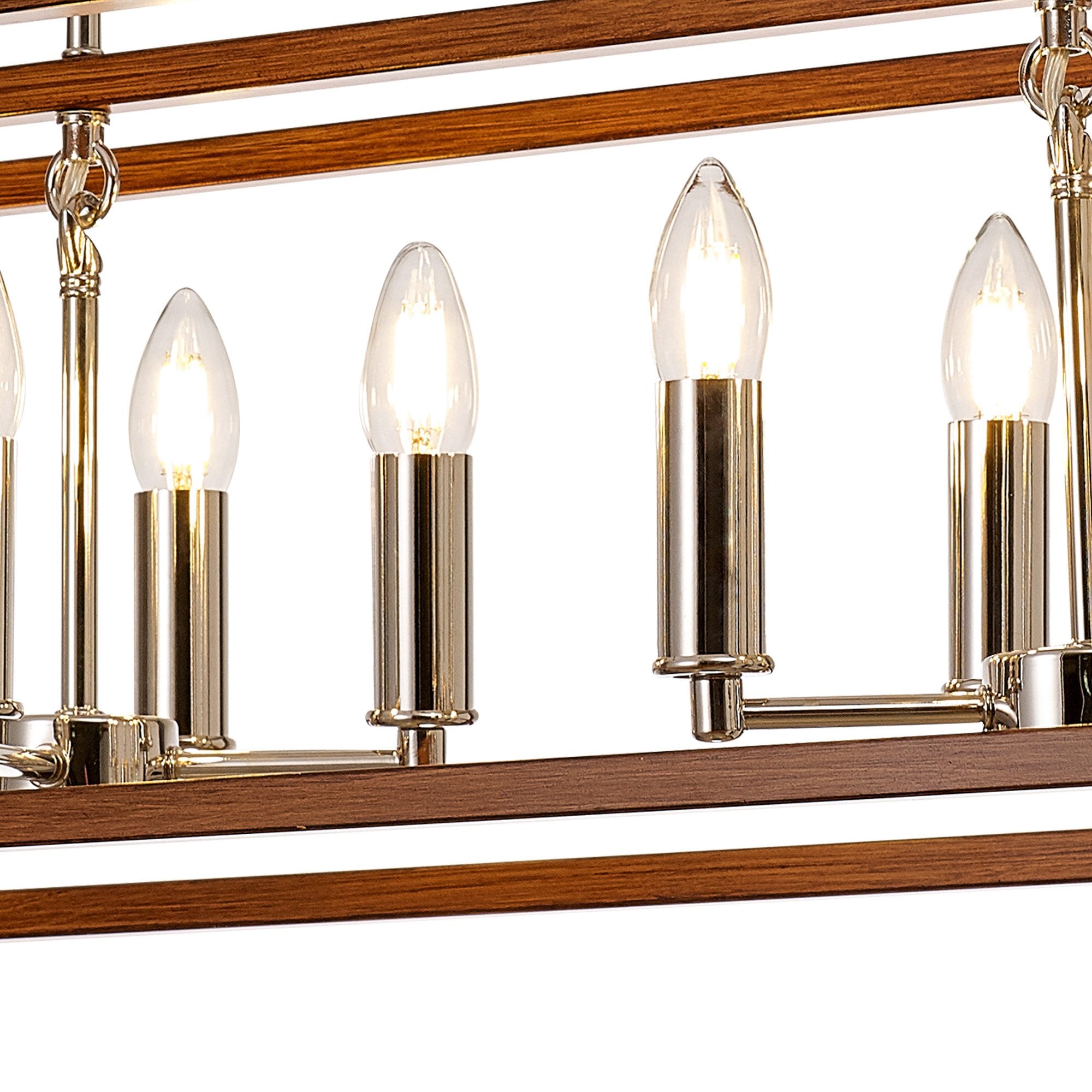 NL92569 Icart 8 Light Linear Pendant Walnut Polished Nickel