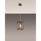 NL92579 Icart 1 Light Pendant Medium Oak Antique Brass