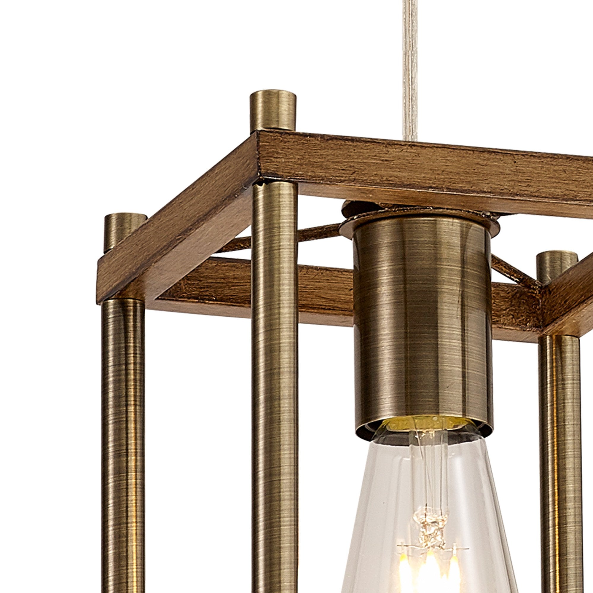 NL92579 Icart 1 Light Pendant Medium Oak Antique Brass