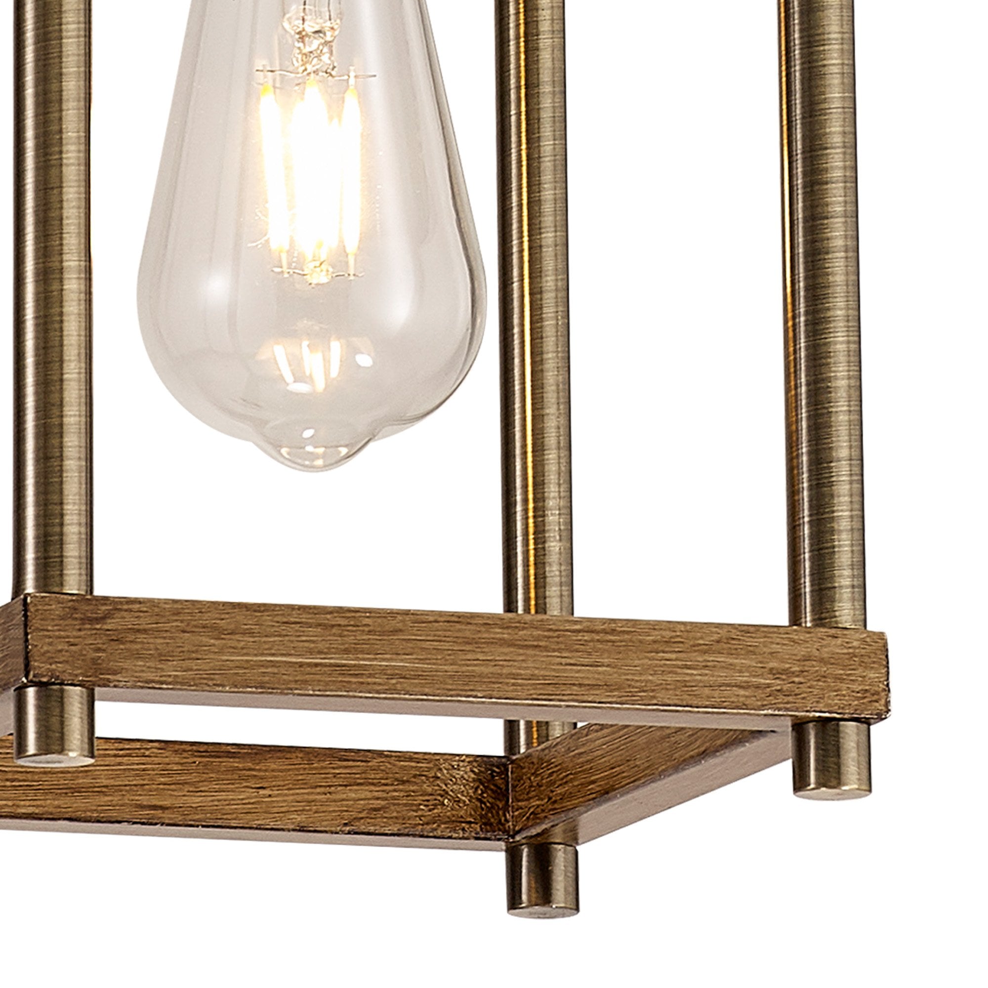 NL92579 Icart 1 Light Pendant Medium Oak Antique Brass