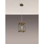 NL92579 Icart 1 Light Pendant Medium Oak Antique Brass