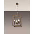 NL92589 Icart 4 Light Pendant Medium Oak Antique Brass
