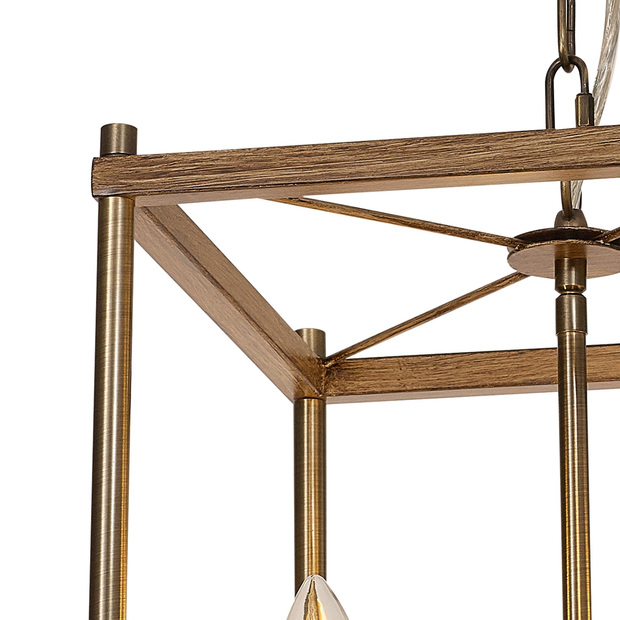 NL92589 Icart 4 Light Pendant Medium Oak Antique Brass