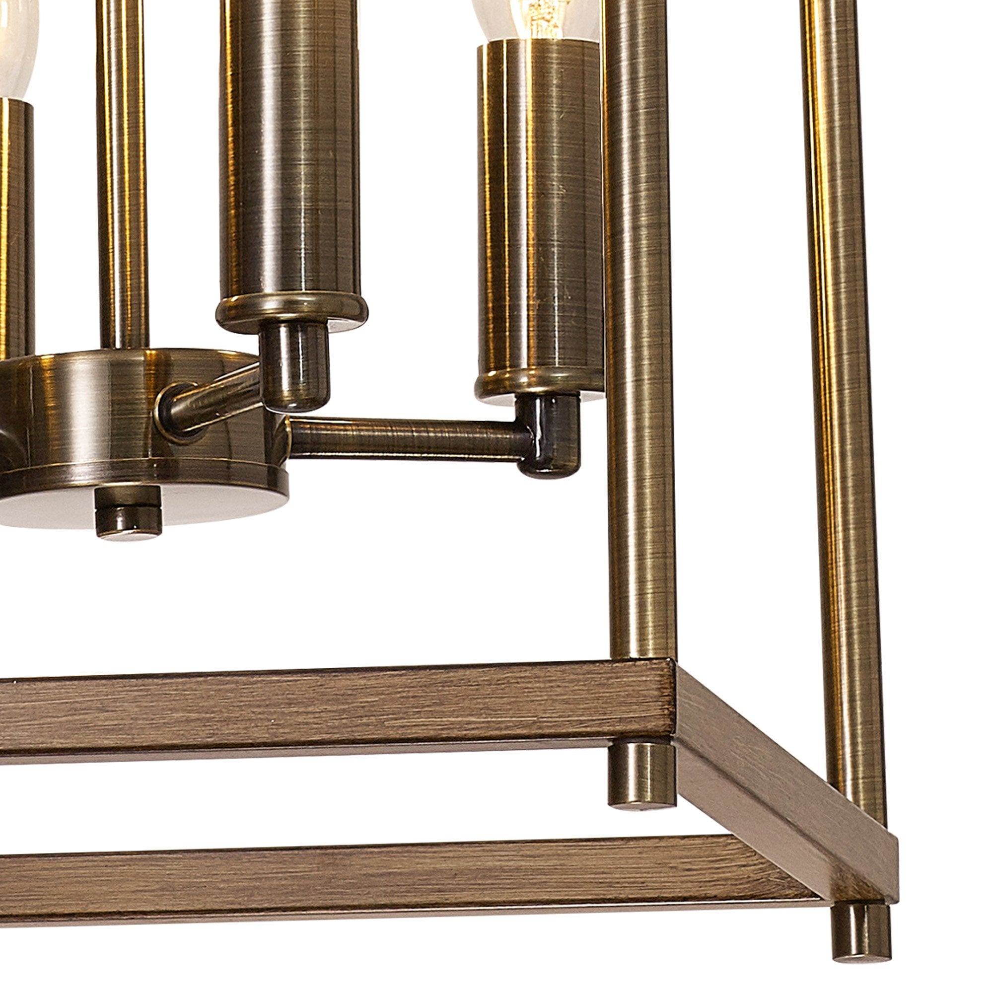 NL92589 Icart 4 Light Pendant Medium Oak Antique Brass