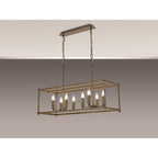 NL92599 Icart 8 Light Linear Pendant Medium Oak Antique Brass