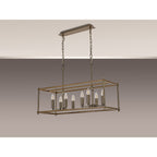 NL92599 Icart 8 Light Linear Pendant Medium Oak Antique Brass