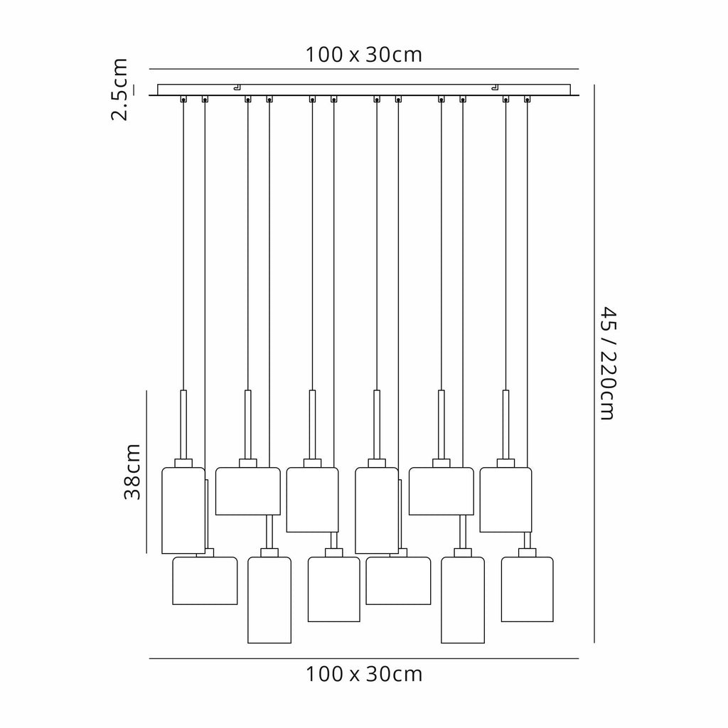 NLK13159 Iona 12 Light Linear Pendant Polished Chrome