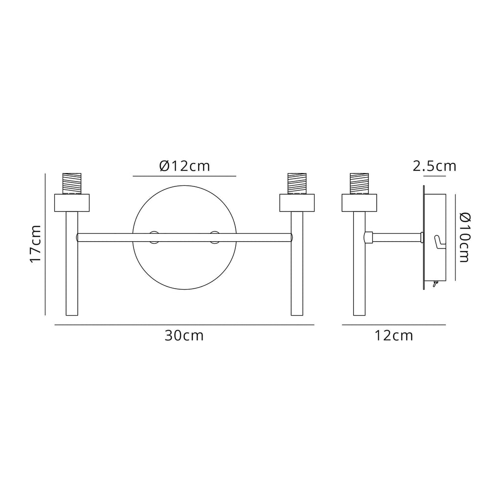 NL80669 Iona 2 Light Wall Light Polished Chrome