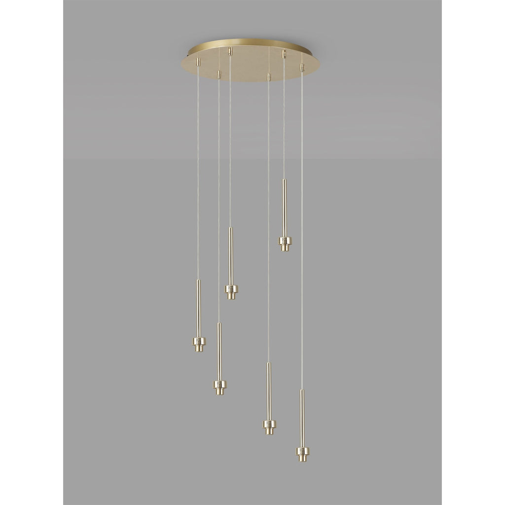 NL84709 Iona 6 Light Round Pendant French Gold Matt Gold