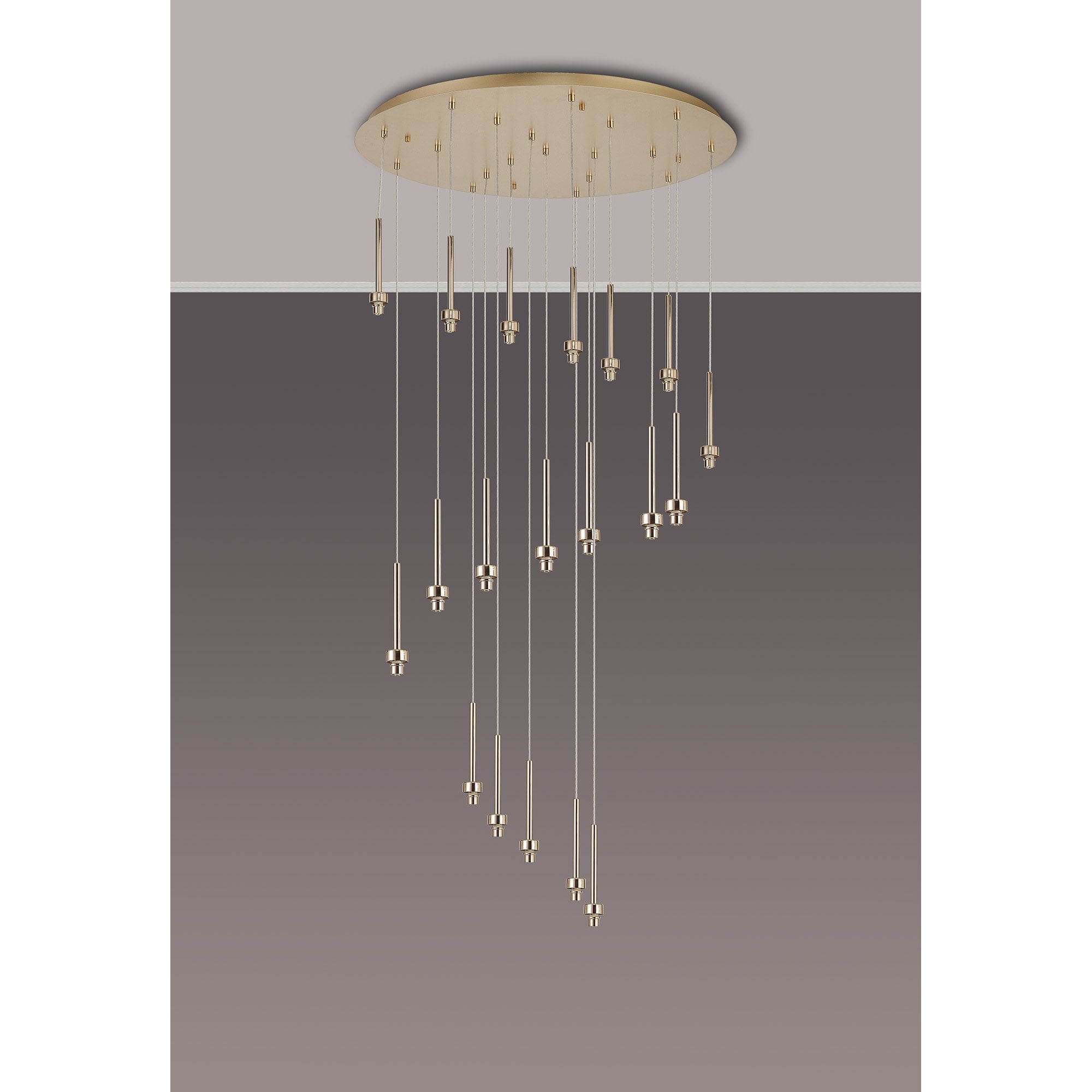 NL92669 Iona 19 Light Round Pendant French Gold Matt Gold