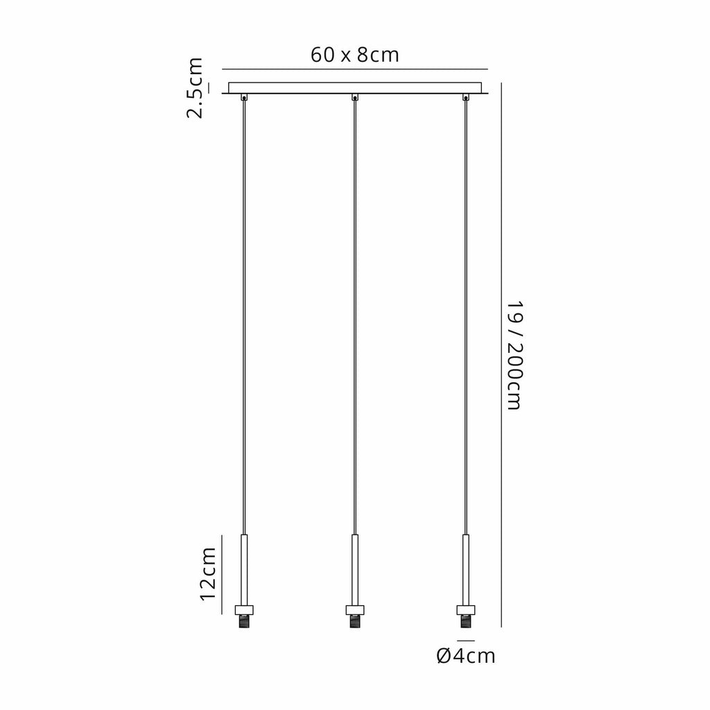 NL92719 Iona 3 Light Linear Pendant Satin Black