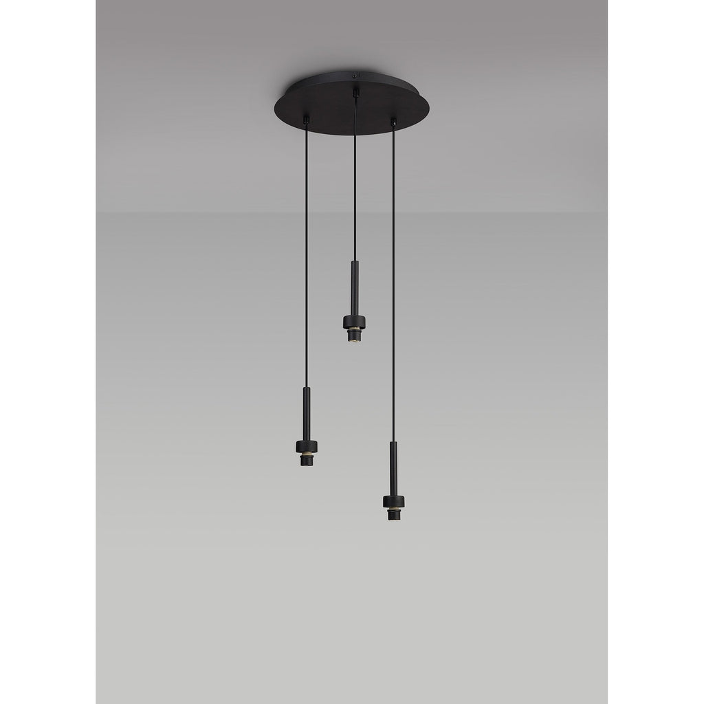 NL92729 Iona 3 Light Round Pendant Satin Black