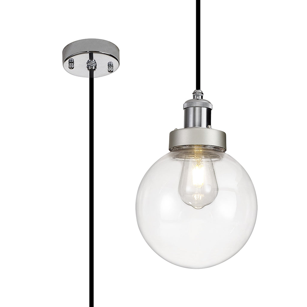 NL92639 Julia 1 Light Outdoor Pendant Titanium Silver Polished Chrome