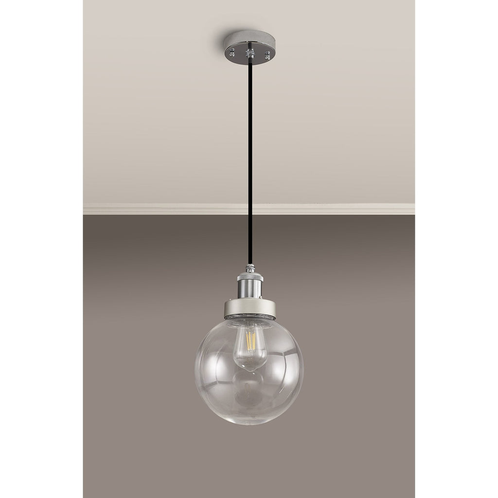 NL92639 Julia 1 Light Outdoor Pendant Titanium Silver Polished Chrome