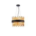 NL9498BL/AM9 Kaffer 10 Light Round Pendant Satin Black Amber
