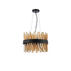 NL9498BL/AM9 Kaffer 10 Light Round Pendant Satin Black Amber