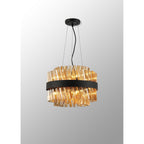 NL9498BL/AM9 Kaffer 10 Light Round Pendant Satin Black Amber