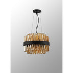 NL9498BL/AM9 Kaffer 10 Light Round Pendant Satin Black Amber