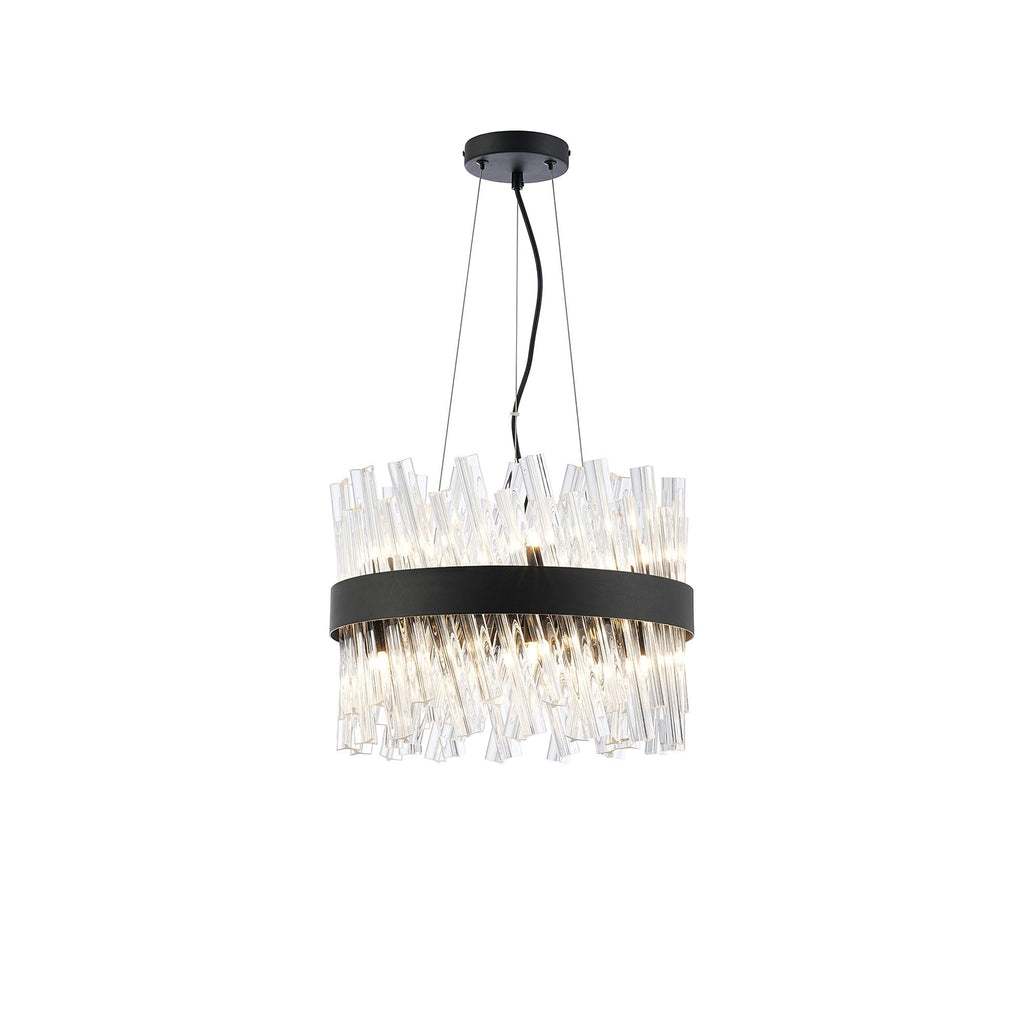 NL9498BL/CL9 Kaffer 10 Light Round Pendant Satin Black Clear