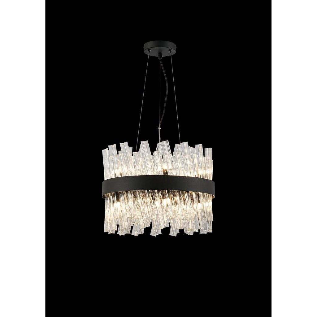 NL9498BL/CL9 Kaffer 10 Light Round Pendant Satin Black Clear