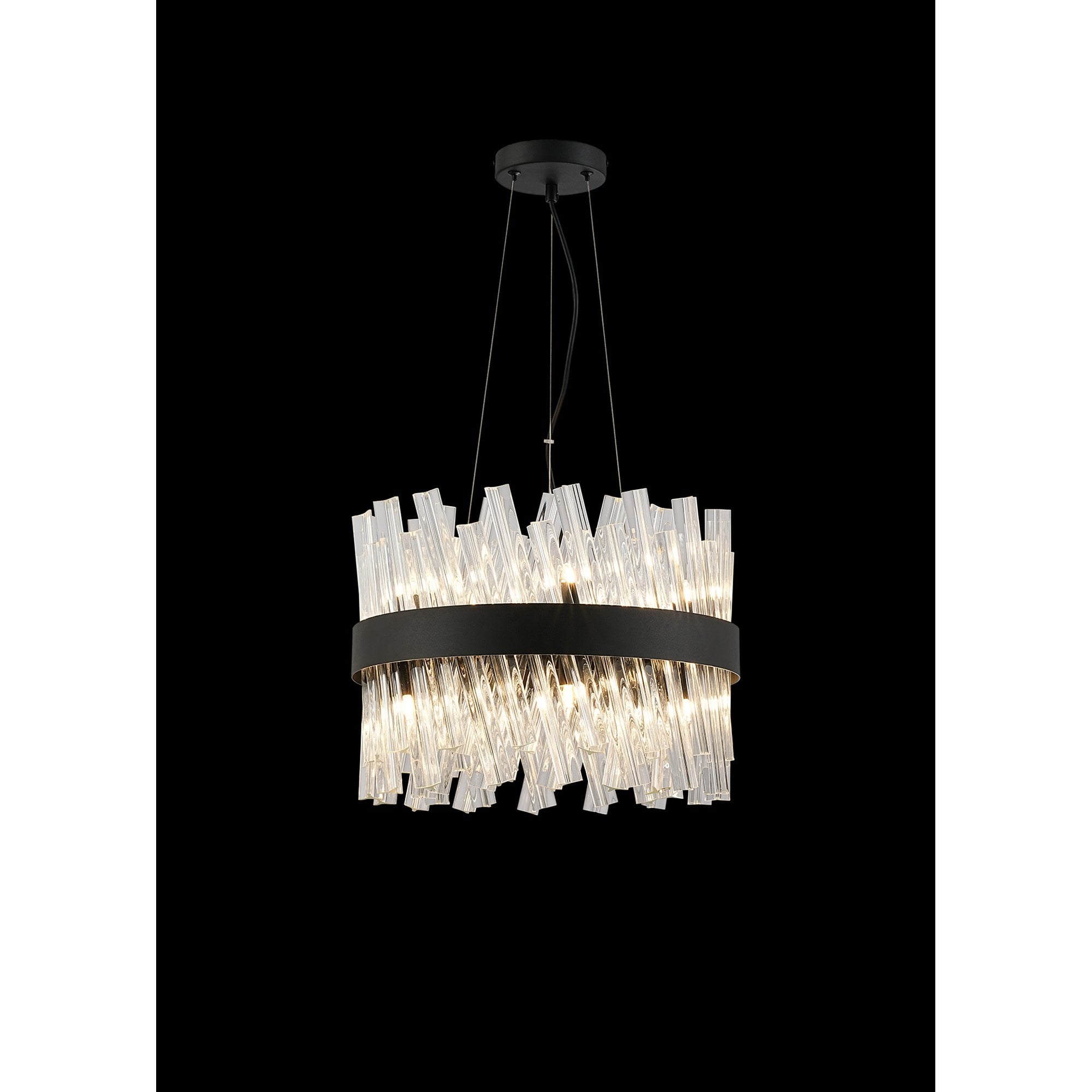 NL9498BL/CL9 Kaffer 10 Light Round Pendant Satin Black Clear