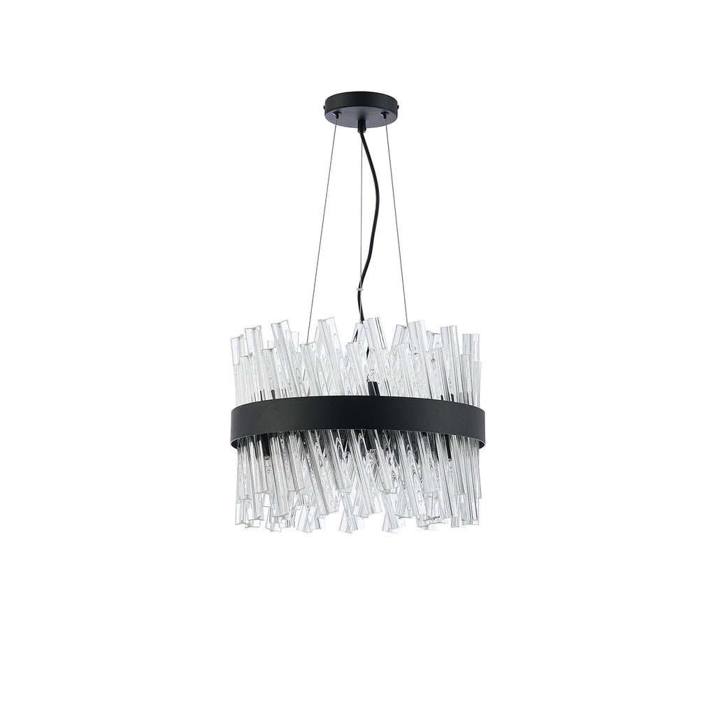 NL9498BL/CL9 Kaffer 10 Light Round Pendant Satin Black Clear