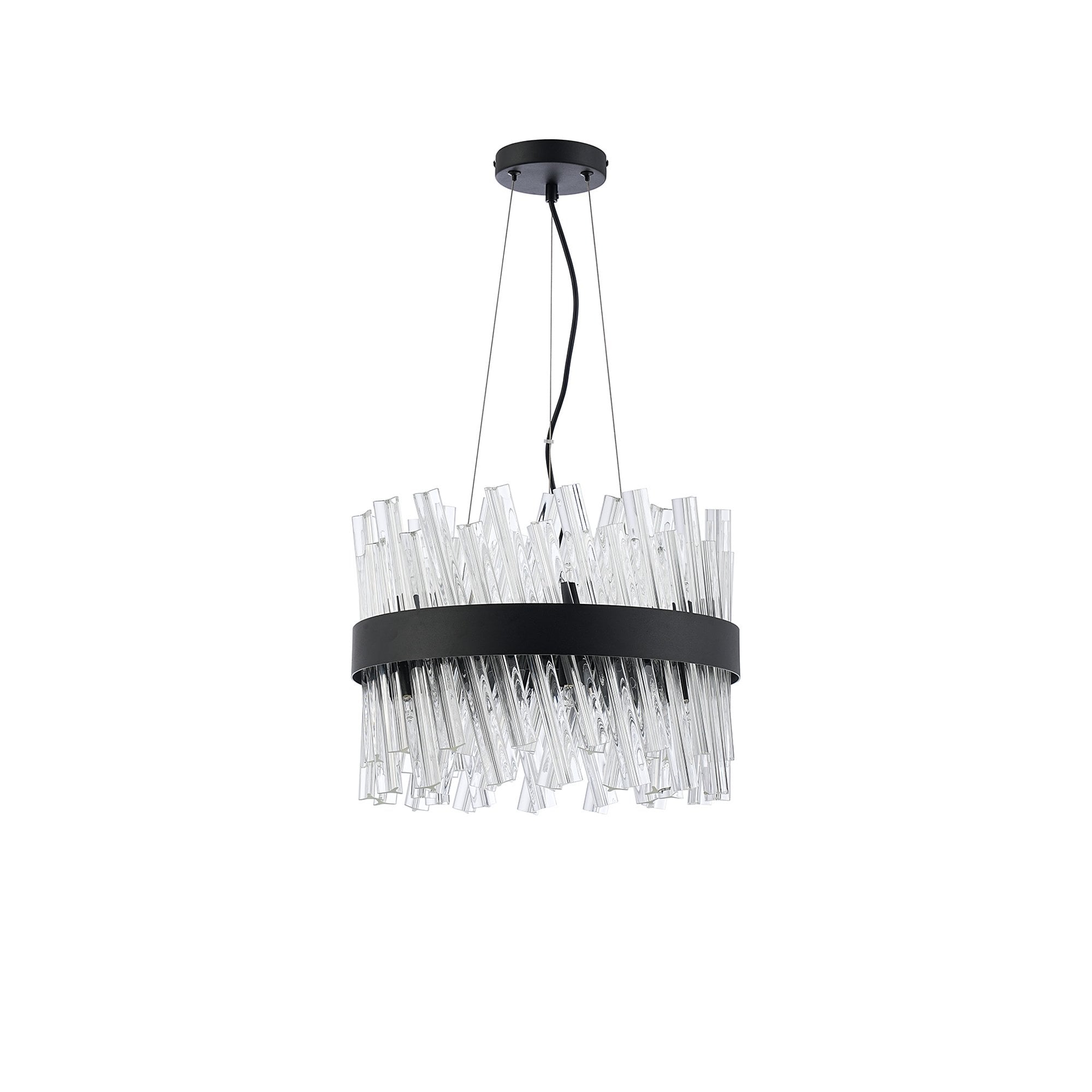 NL9498BL/CL9 Kaffer 10 Light Round Pendant Satin Black Clear