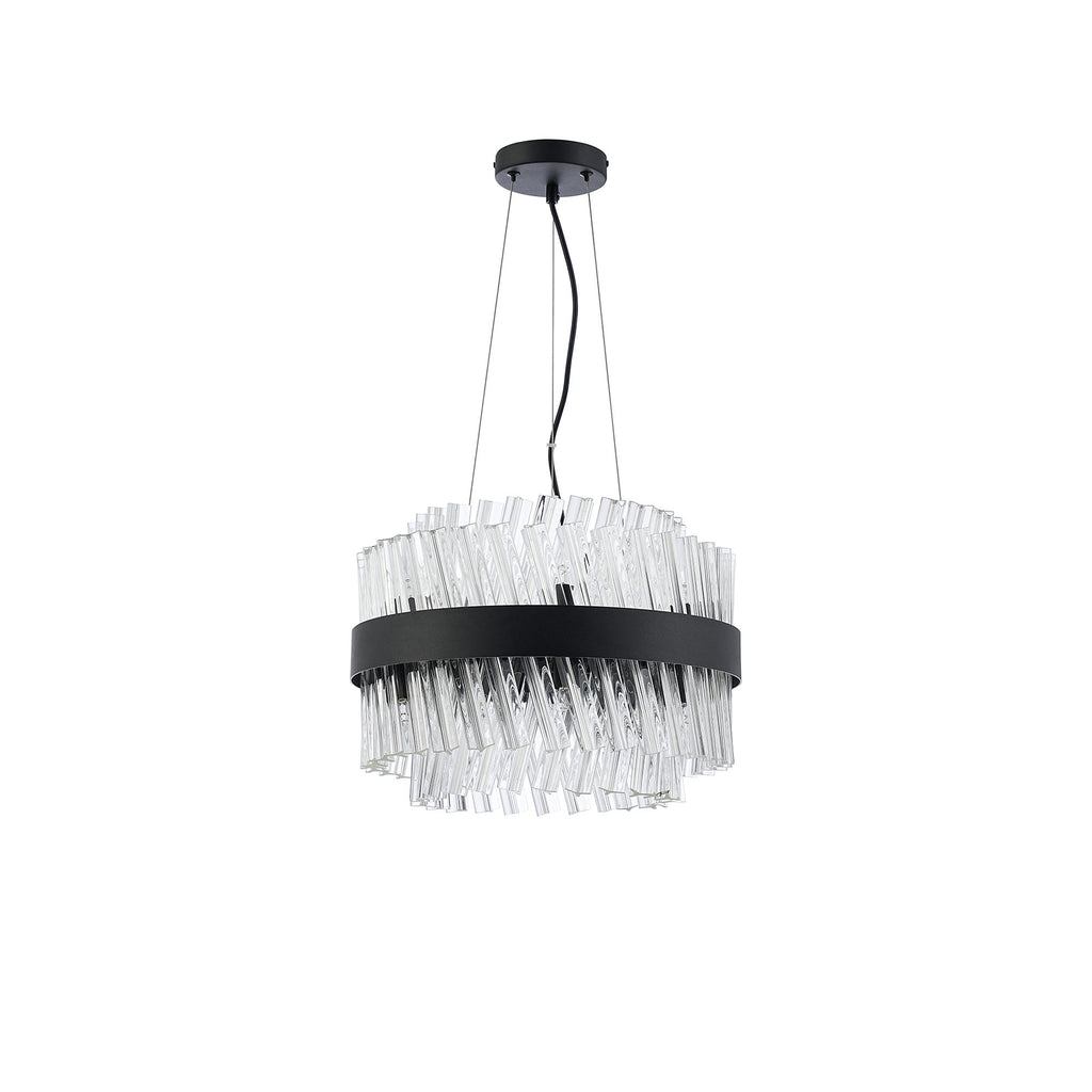 NL9498BL/CL9 Kaffer 10 Light Round Pendant Satin Black Clear