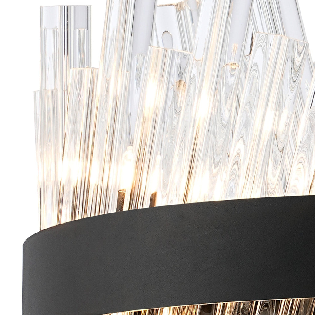 NL9498BL/CL9 Kaffer 10 Light Round Pendant Satin Black Clear