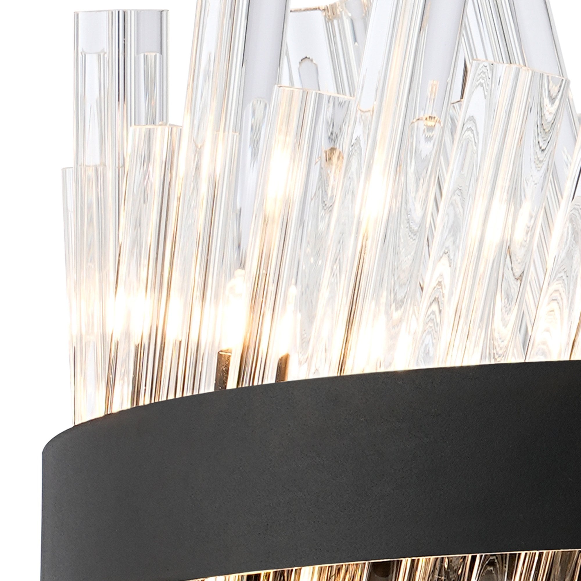 NL9498BL/CL9 Kaffer 10 Light Round Pendant Satin Black Clear