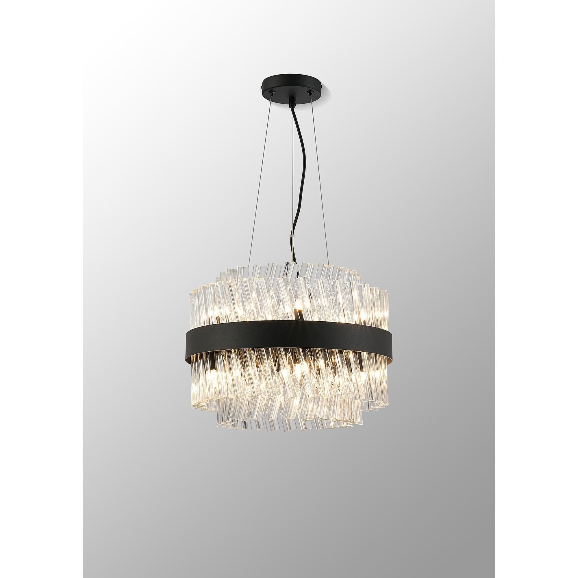 NL9498BL/CL9 Kaffer 10 Light Round Pendant Satin Black Clear