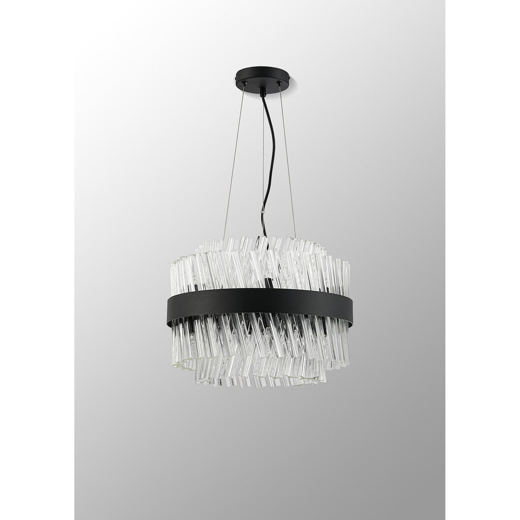 NL9498BL/CL9 Kaffer 10 Light Round Pendant Satin Black Clear