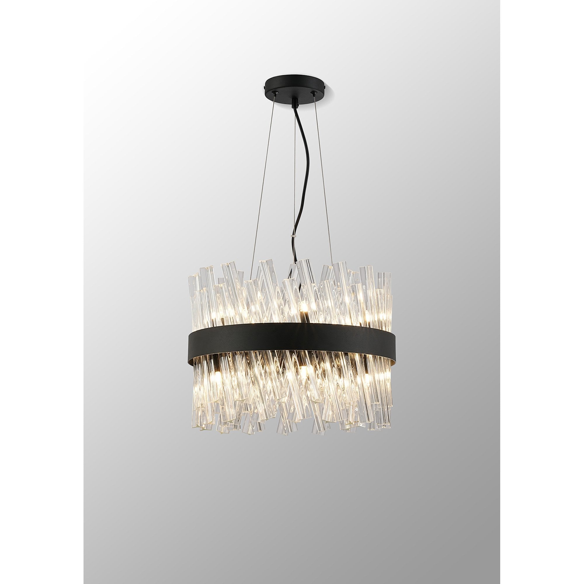 NL9498BL/CL9 Kaffer 10 Light Round Pendant Satin Black Clear