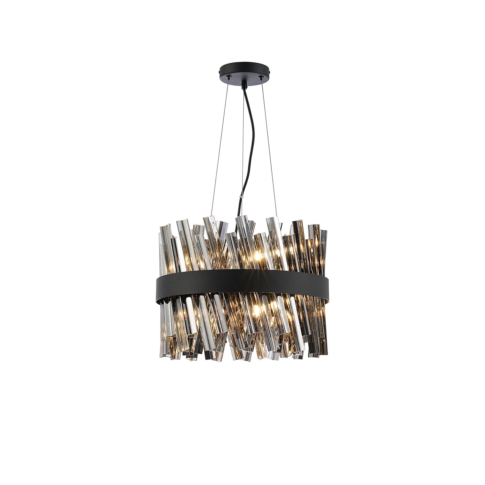 NL9498BL/SM9 Kaffer 10 Light Round Pendant Satin Black Smoke