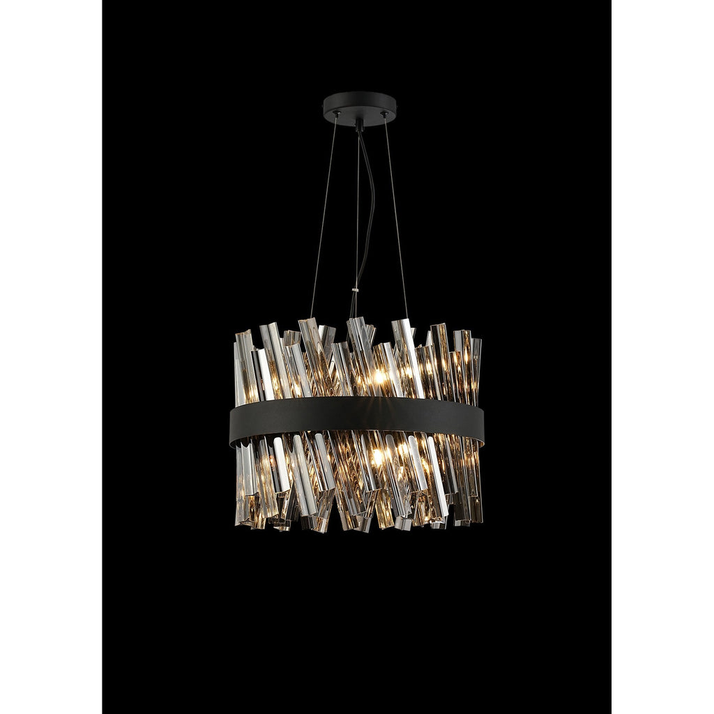 NL9498BL/SM9 Kaffer 10 Light Round Pendant Satin Black Smoke