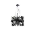NL9498BL/SM9 Kaffer 10 Light Round Pendant Satin Black Smoke