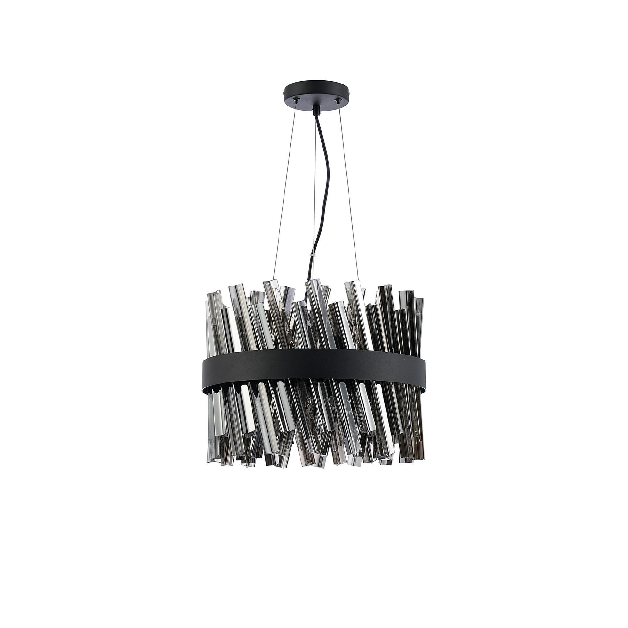 NL9498BL/SM9 Kaffer 10 Light Round Pendant Satin Black Smoke