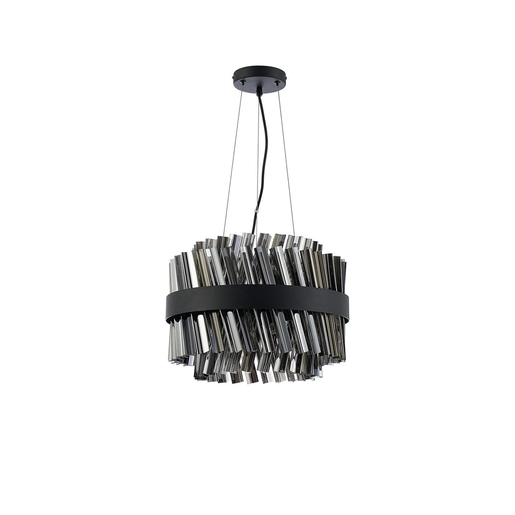 NL9498BL/SM9 Kaffer 10 Light Round Pendant Satin Black Smoke