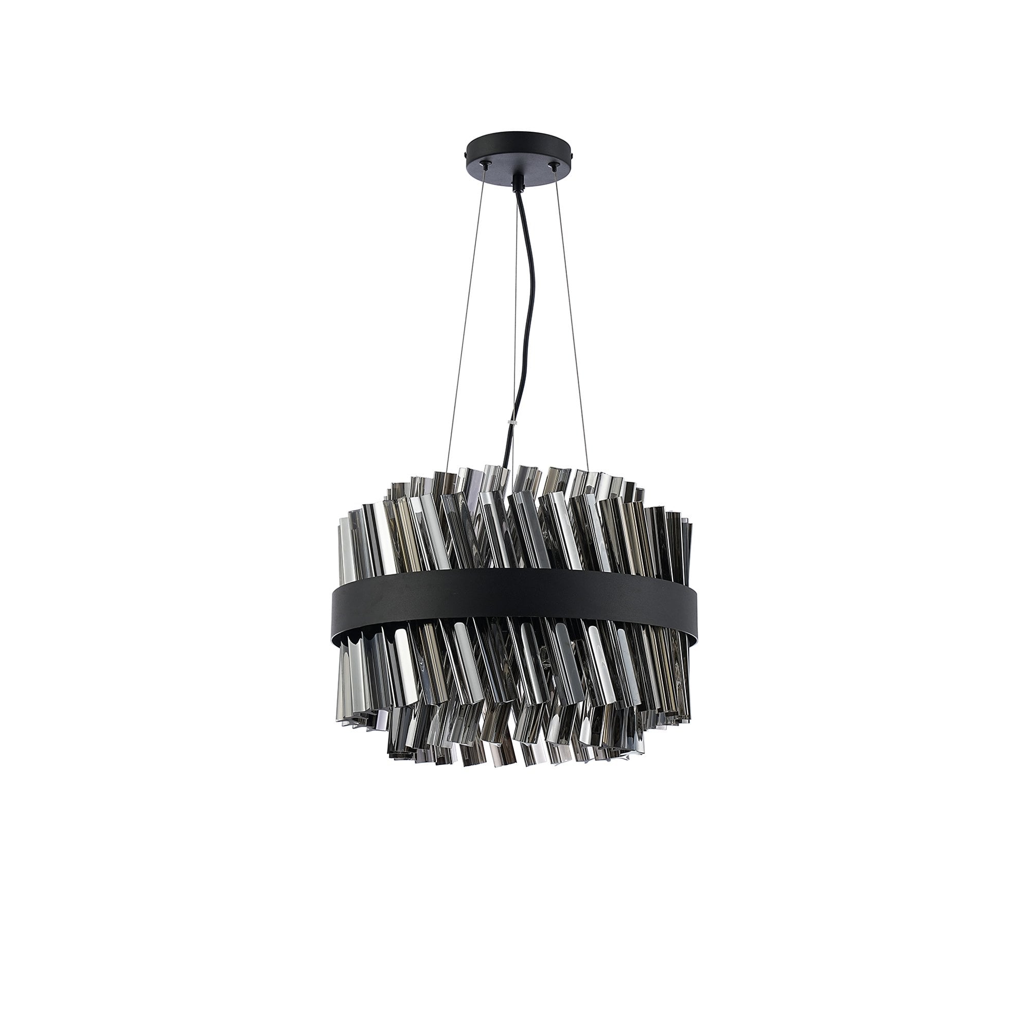 NL9498BL/SM9 Kaffer 10 Light Round Pendant Satin Black Smoke