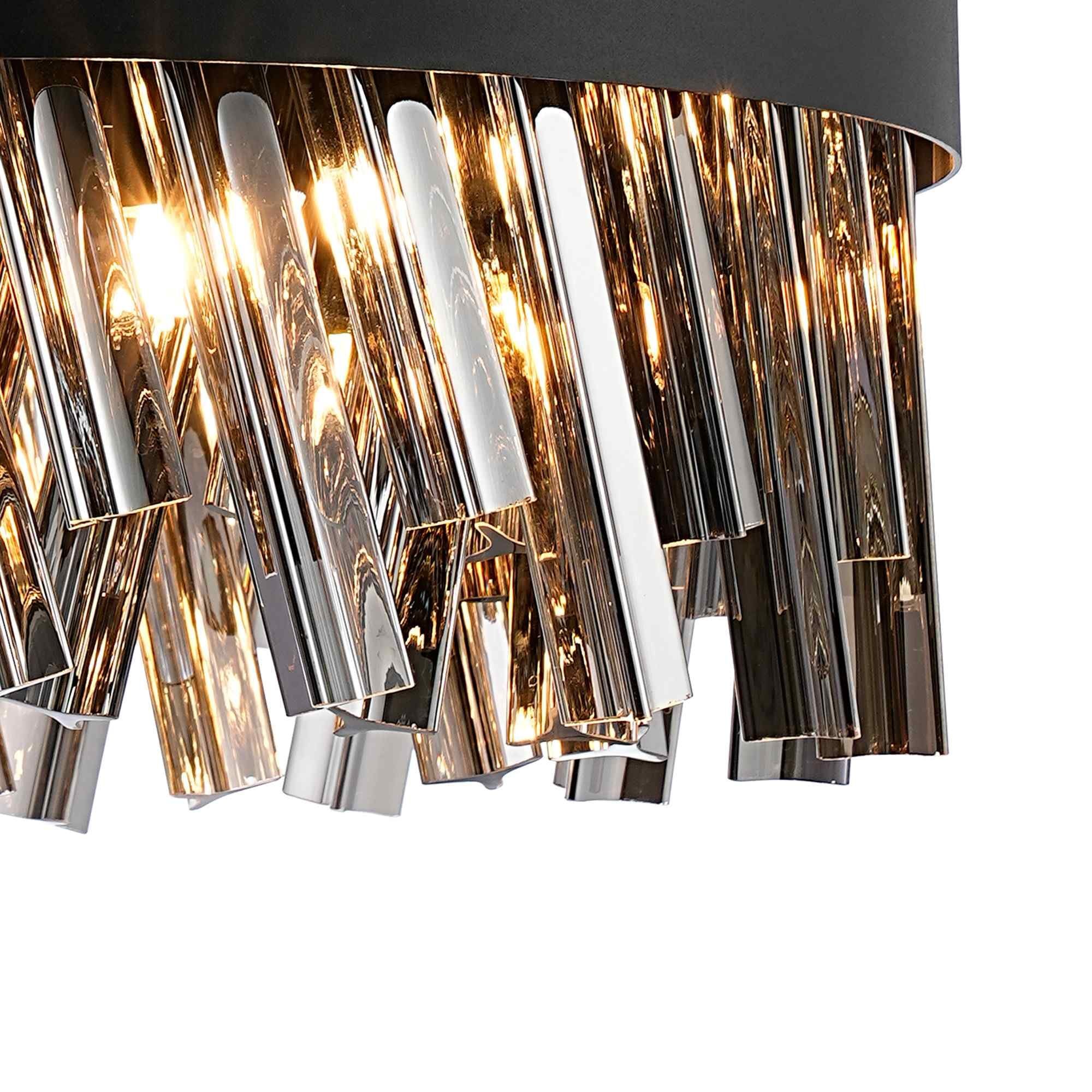 NL9498BL/SM9 Kaffer 10 Light Round Pendant Satin Black Smoke