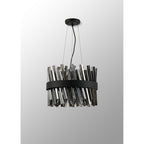 NL9498BL/SM9 Kaffer 10 Light Round Pendant Satin Black Smoke