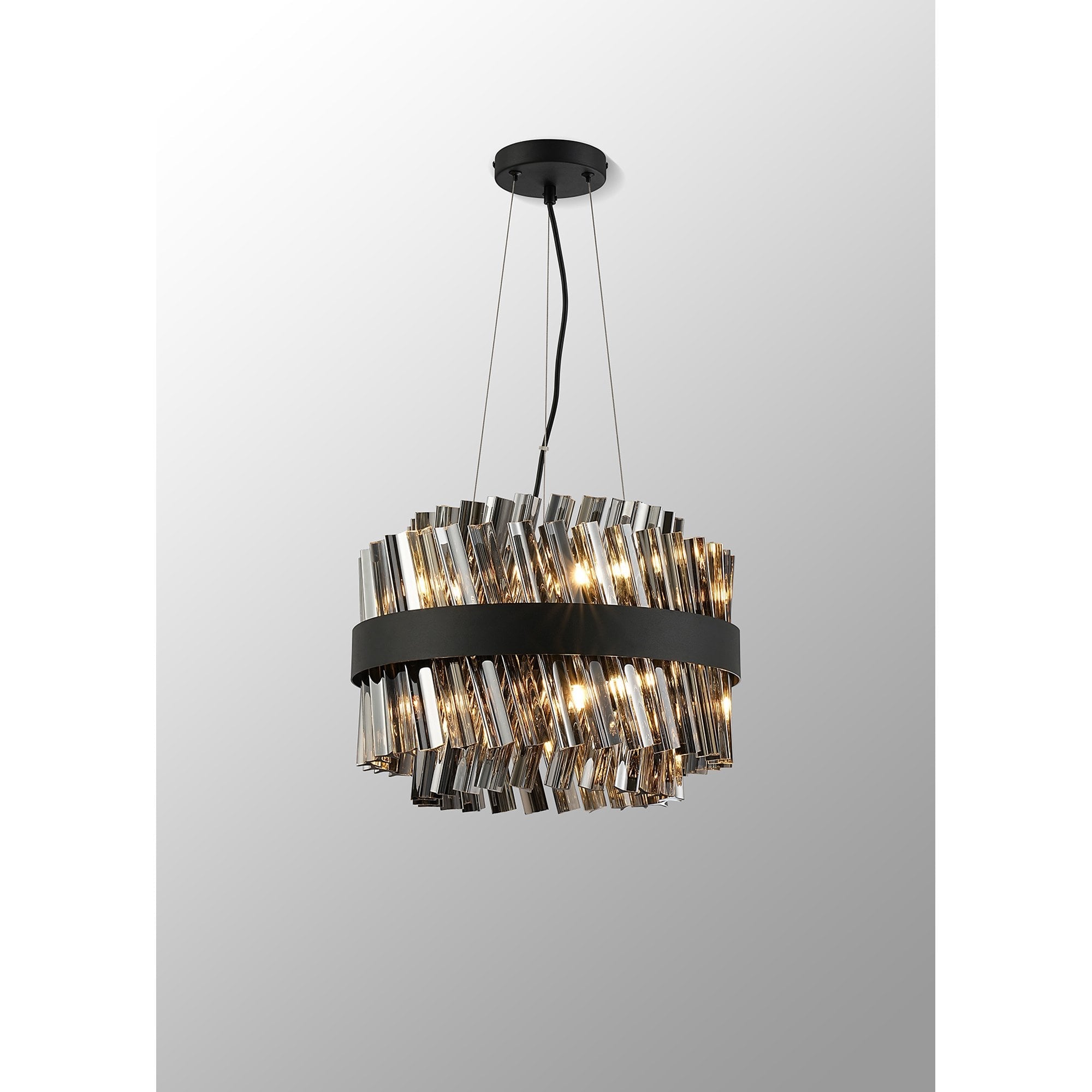 NL9498BL/SM9 Kaffer 10 Light Round Pendant Satin Black Smoke