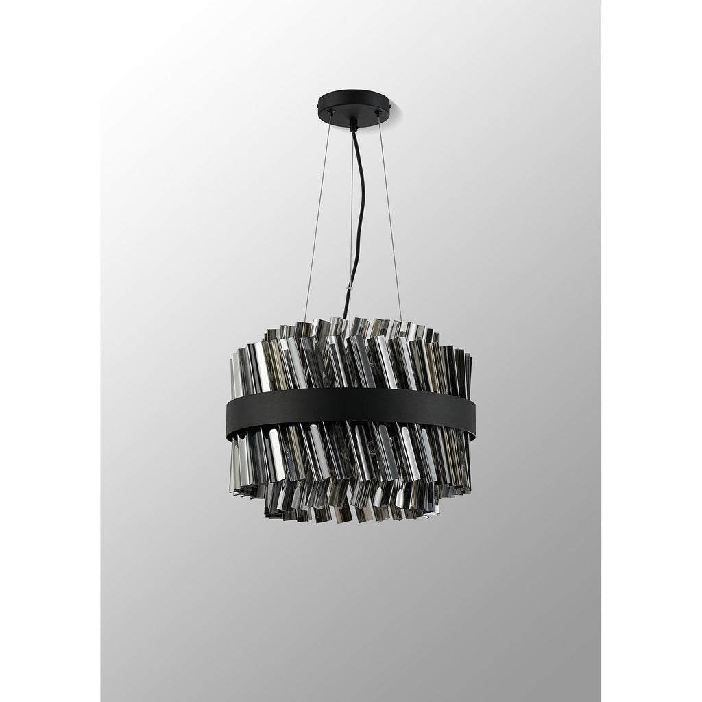 NL9498BL/SM9 Kaffer 10 Light Round Pendant Satin Black Smoke