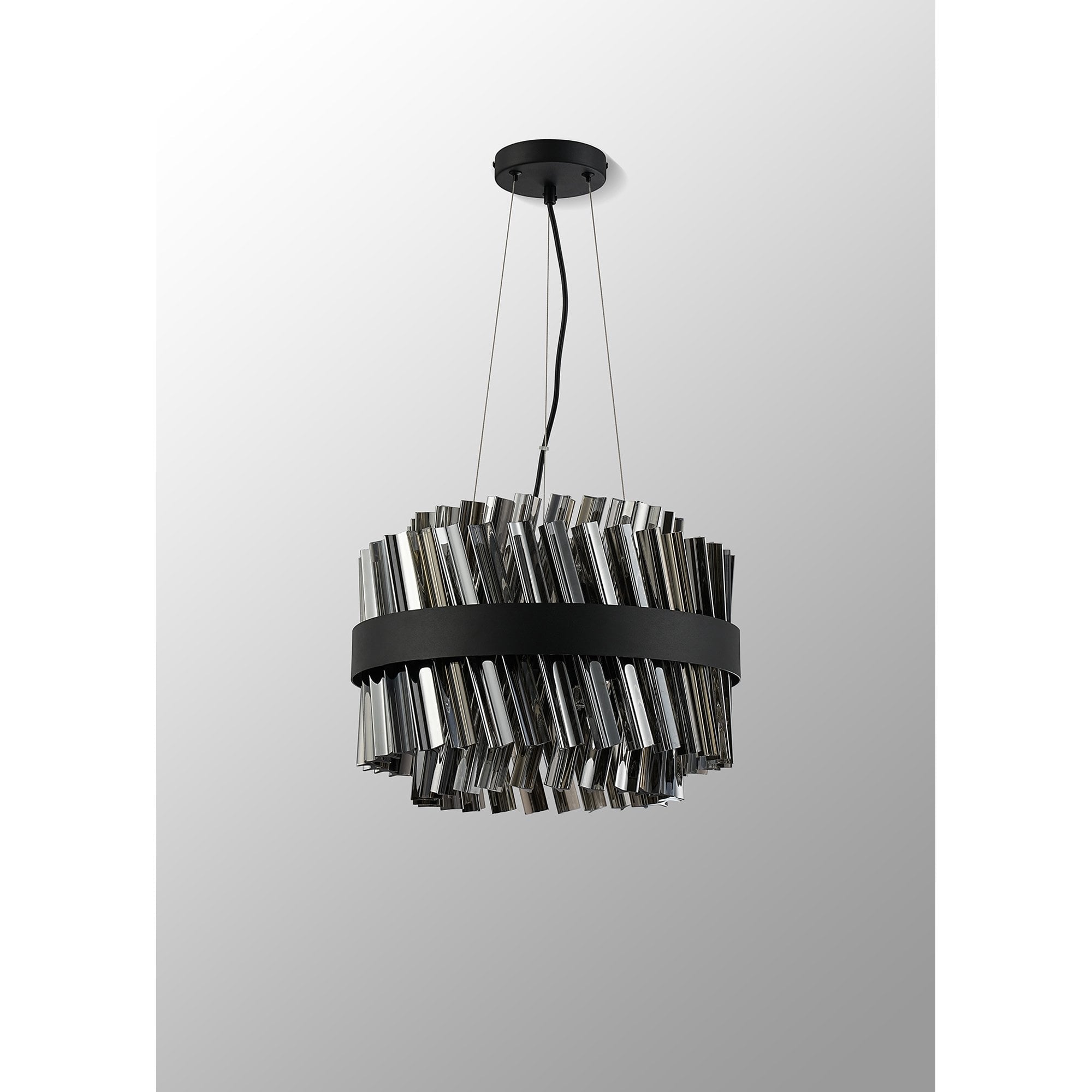 NL9498BL/SM9 Kaffer 10 Light Round Pendant Satin Black Smoke