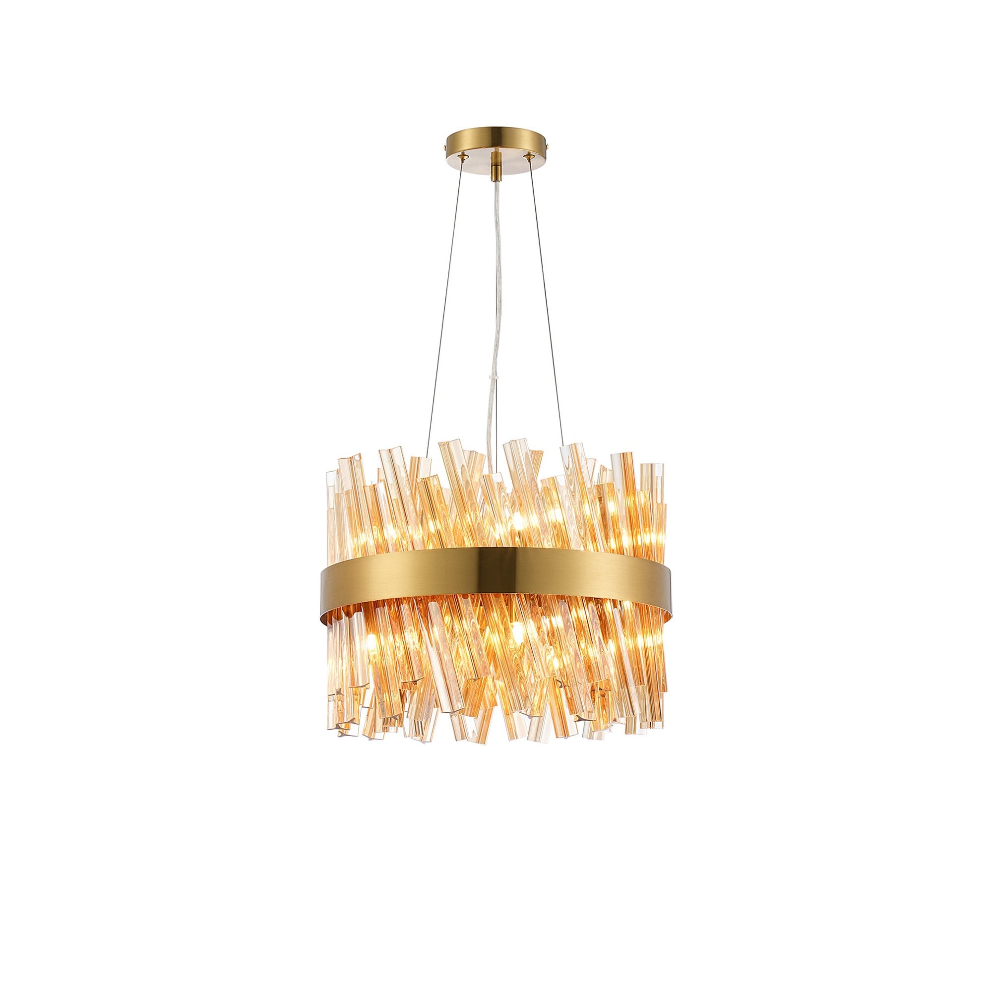 NL9498BR/AM9 Kaffer 10 Light Round Pendant Brass Amber