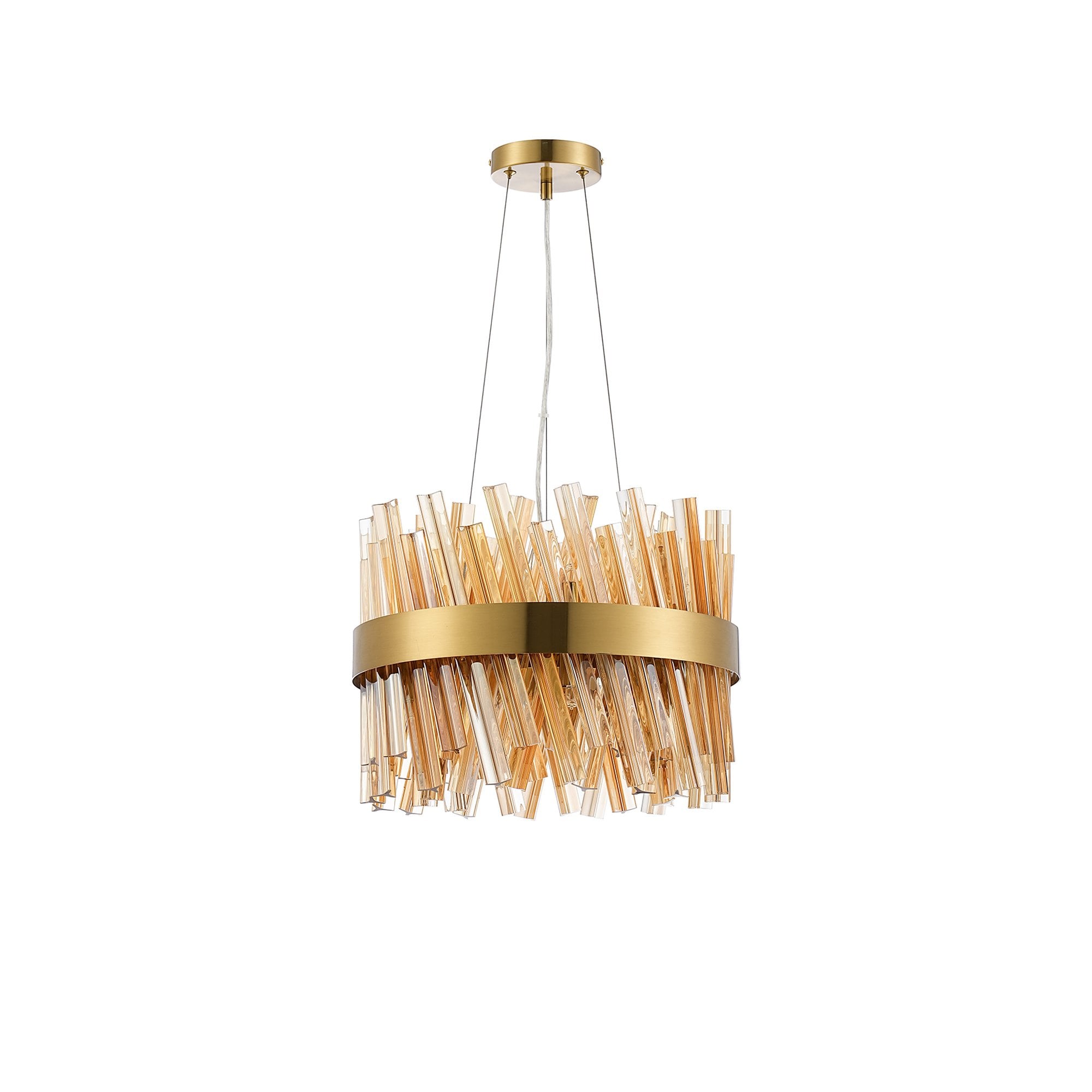 NL9498BR/AM9 Kaffer 10 Light Round Pendant Brass Amber
