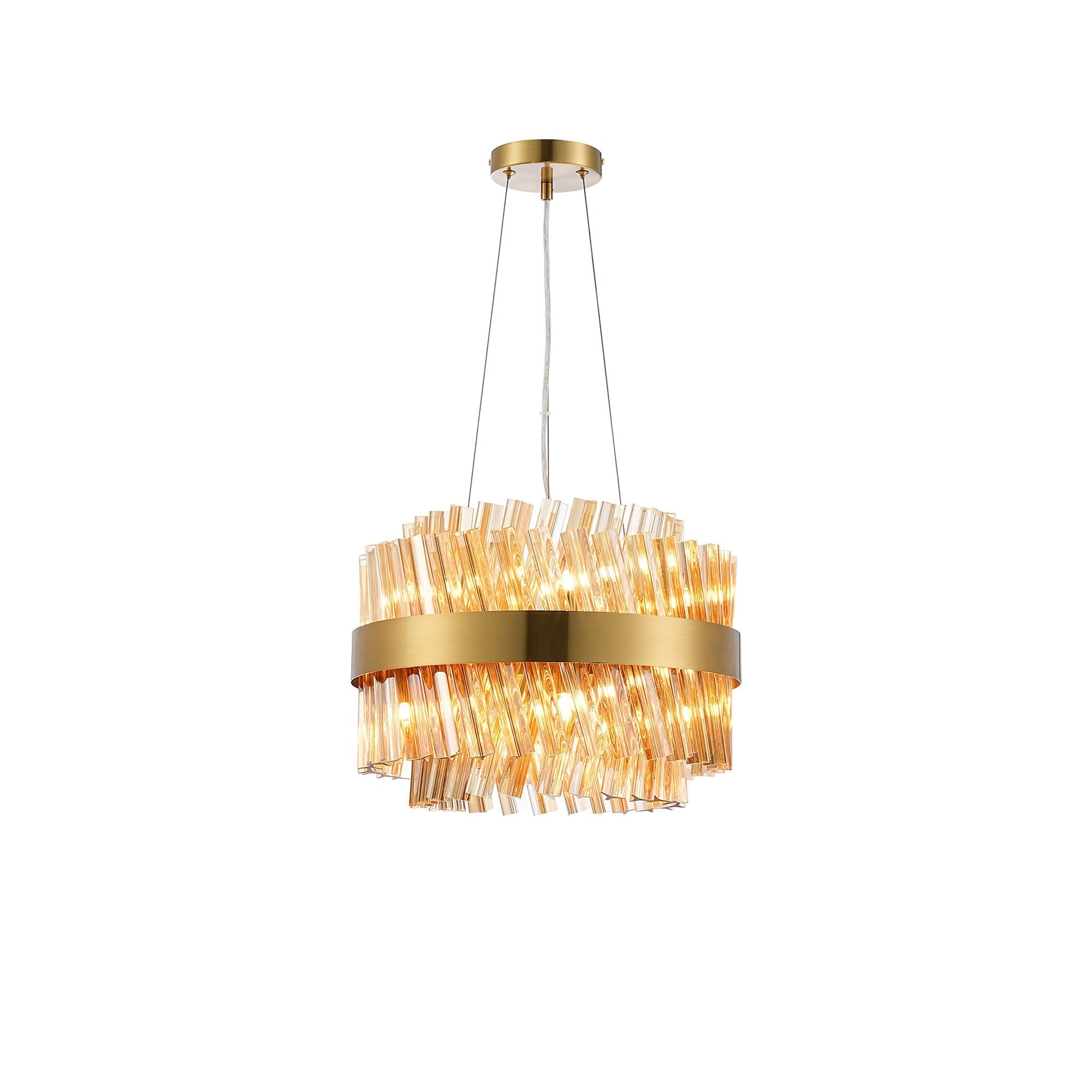 NL9498BR/AM9 Kaffer 10 Light Round Pendant Brass Amber