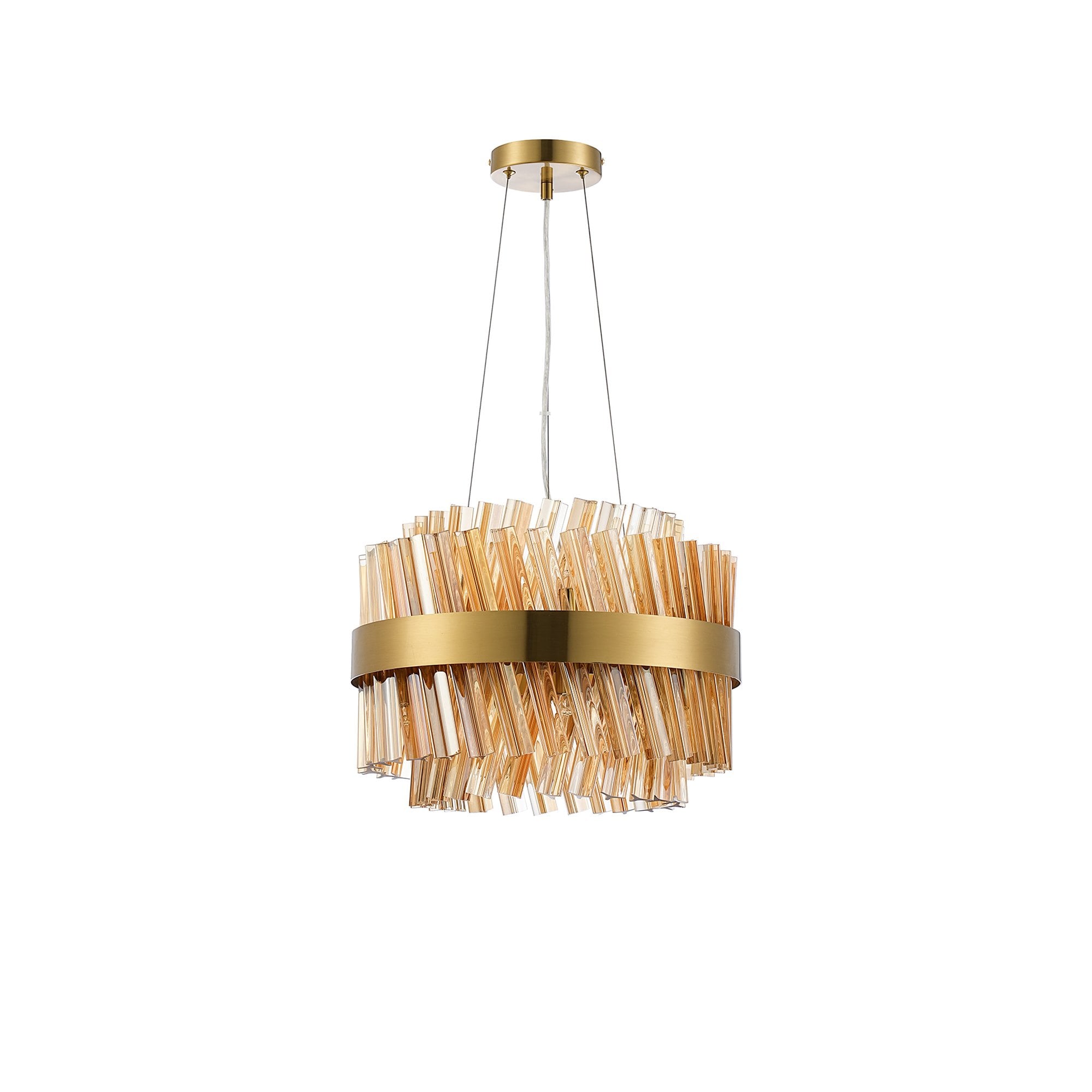 NL9498BR/AM9 Kaffer 10 Light Round Pendant Brass Amber