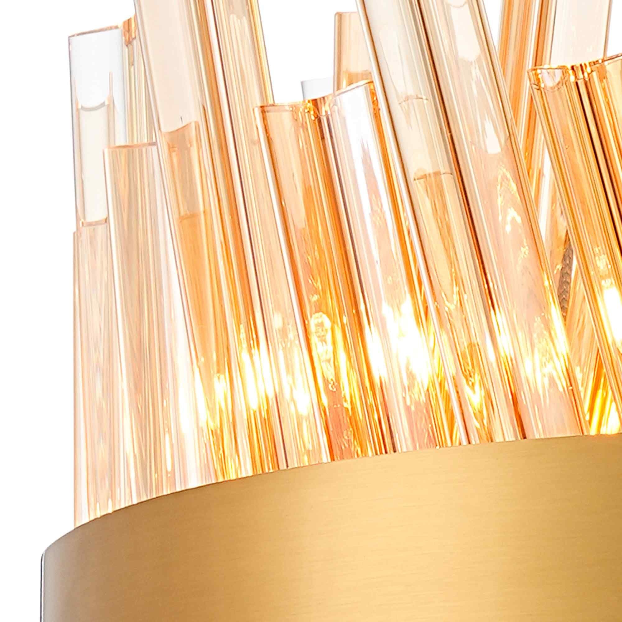 NL9498BR/AM9 Kaffer 10 Light Round Pendant Brass Amber